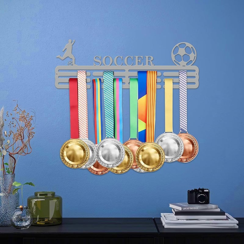Resama Medal Hanger Holder Display Wall Rack Frame Shelf-Medal Hanger Awards Ribbon Soccer,Gymnastics,Holder Display Rack for 60 Medals - Image 5